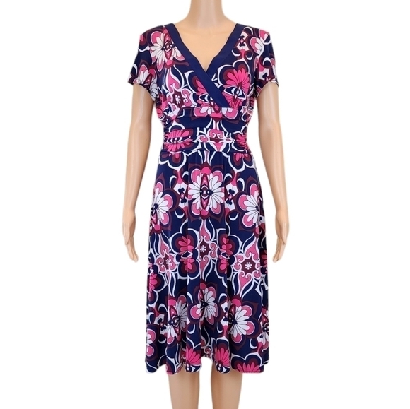 Sandra Darren  Short Sleeve Floral Dress - Picture 1 of 9